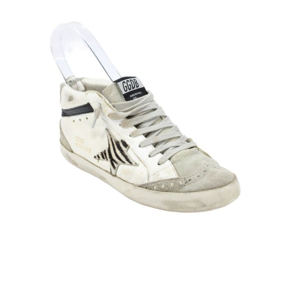 Golden Goose Womens Leather GGDB Mid/Star Sneakers White Gray Size 6.5